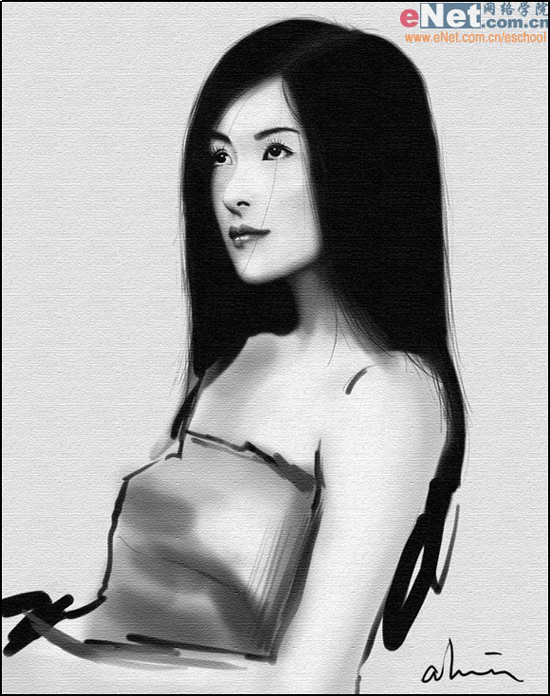 �Ƽ�Photoshop cs5���ˮī����Ůͷ����Ƭ�����÷���