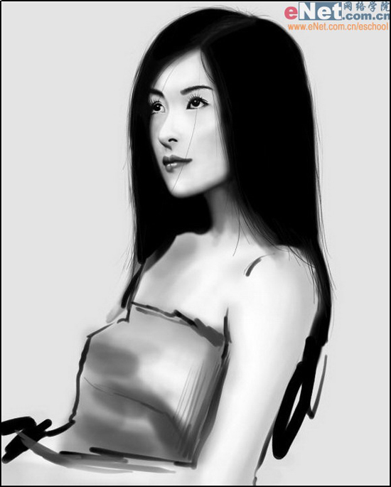 �Ƽ�Photoshop cs5���ˮī����Ůͷ����Ƭ�Ĳ�������